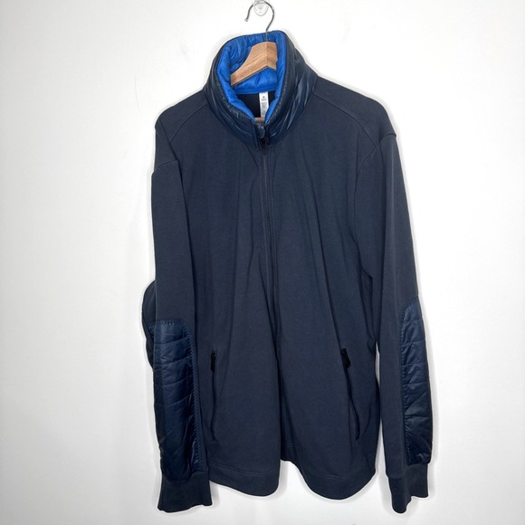 LULULEMON Jacket Men's XXL Blue Full Zip Puff Collar Elbow Performance M41465 - Picture 2 of 8